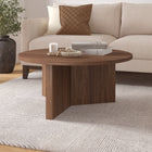 Hudson&Canal Anders 36"W Round Coffee Table - Satin Walnut-Finished in wood-look satin walnut