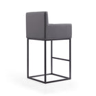 Manhattan Comfort Ambassador 21" Mid-Century Modern Faux Leather Upholstered Bar Stool - Grey and Black - 2 Pack-Delivered to you Fully Assembled! No Assembly Required