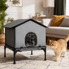 PawHut Outdoor Cat House, Waterproof Insulated with Elevated Base - Grey-Innovative 2 in 1 design, can be used as shelter or an open cat bed
