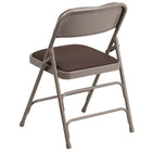 Flash Furniture HERCULES Series Curved Triple Braced & Double Hinged Brown Patterned Fabric Metal Folding Chair-1" Thick Padded Seat with CAL 117 Foam