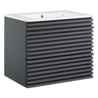 Modway Render 24" Wall-Mount Bathroom Vanity - Grey/White-Mid-Century Modern Vanity