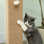 PawHut 32" Cat Scratching Post with Sisal Teasing Ball - Beige-Large size for cats to stretch well and have more room to scratch 