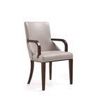 Manhattan Comfort Shubert 22.5" Modern Faux Leather and Velvet Upholstered Dining Armchair - Light Grey-Weight Capacity: 300 lb