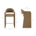 Modway Talia 41" Performance Velvet Bar Stool - Taupe-Curved Back Barrel Design