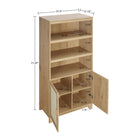 Manhattan Comfort Sheridan 31.49" Mid-Century Modern Bookcase Cabinet - Nature-Includes 2 Soft Close Doors with 4 Concealed Compartment, and 3 Open Shelves