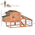 PawHut 69" Wooden Hen House with Run, Nesting Box and Tray - Yellow-Raised perch to keep your chickens safe, dry, and warm 