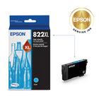 Epson T822 Ink Cartridge - High Capacity - Cyan-Worry-free handling - smudge, fade and water resistant prints 