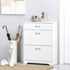 HOMCOM Modern Shoe Cabinet with 3 Drawers for 16 Pairs - White-Anti-tipping design ensures safety and security  