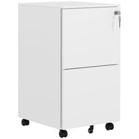 Vinsetto 2-Drawer Letter/A4 Steel Filing Cabinet with Lock & Hanging Bar - White-2 drawers store your office supplies
