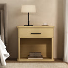 Manhattan Comfort Clifford Traditional 1-Drawer Nightstand - Natural Oak-Smooth-Glide Drawer: Features easy-glide, non-ball-bearing tracks for everyday convenience