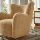Modway Montrose Wingback Sherpa Swivel Accent Chair - Camel Walnut-360º Swivel