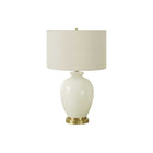 Monarch Specialties 26" H Transitional Table Lamp - Ivory / Cream Shade / Cream Ceramic-Illuminate your space with this stylish and versatile 26"h table lamp featuring a smooth cream ceramic vase shaped base with a polished gold metal footing, an ivory linen drum shade and finished with a round, gold finial on top