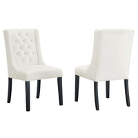 Modway Baronet Performance Velvet Dining Chairs - White - 2 Pack-Solid Wood Frame