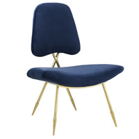 Modway Ponder Performance Velvet Lounge Chair - Navy-Living Room Or Bedroom Lounge Chair