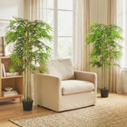 Outsunny 5' Artificial Bamboo Tree in Pot with 1095 Leaves - Green - 2 Pack-Suitable for home or office, spices up any space with its natural accent 