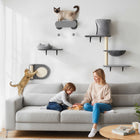 PawHut 4-Piece Cat Wall Shelf Set-Wall-mounted design saves floor space, creating a high playground for your cat 