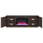 Hudson&Canal Hanson TV Stand with 26" Crystal Fireplace for TV's up to 75" - Alder Brown-The top has a weight capacity of 75lbs, lower shelves can hold 25lbs each