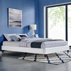 Modway Harlow Performance Velvet Queen Platform Bed Frame - White-Wood Legs With Gold Metal Sleeves