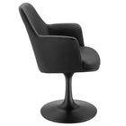 Modway Lippa Swivel Dining Vegan Leather Armchair - Black Black-Plastic Rubber Ring for Floor Protection