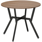 HOMCOM Round Dining Table with Steel Frame for Kitchen - Brown-Modern style seamlessly blends with most home decorations