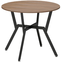 HOMCOM Round Dining Table with Steel Frame for Kitchen - Brown-Modern style seamlessly blends with most home decorations