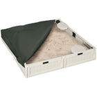 Outsunny Outdoor Kids Square Sandbox with Canopy and Bottom Fabric Liner - 48.4" x 48.4" - Cream White-DIY this sandbox requires no special tools 