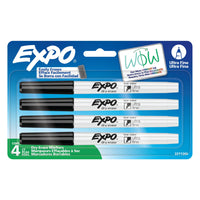 Expo Low Odor Dry Erase Markers - Ultra Fine Tip - Black - 4 Pack-Dry erase markers with the most vibrant ink yet from EXPO
