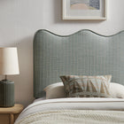 Modway Athena Striped Fabric Upholstered Twin Size Headboard - Spa Blue Stripe-Wood Blend Frame