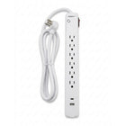 Staples Tech 1080J 6 Outlet Surge Protector - USB-A/USB-C Ports - 5' Cable - White-Provides 1080 joules of surge protection to help protect electronics from power surges