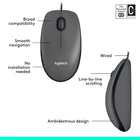 Logitech M100 Wired USB Ambidextrous Mouse - Grey-7