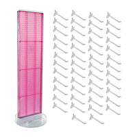 Azar Revolving Studio Base Pegboard Floor Stand - 60" x 16" - Pink-Includes a T-strip sign holder that can be attached to the top of the pegboard display