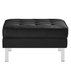 Modway Loft Tufted Vegan Leather Armchair and Ottoman Set - Silver Black-8