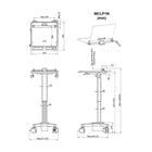 Amer Mounts Light Pedestal Medical Cart with Laptop Bar Mount-Top Surface Dimensions: 516 x 406 mm (20.31 inch x 16 inch)