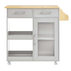 Modway Culinary Kitchen Cart With Spice Rack - Light Grey Natural-Assembly Required