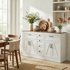 HOMCOM 55" Farmhouse Sideboard Buffet Cabinet with Barn Doors & Drawers - White-Customize your space with three-level adjustable shelves for large pots