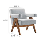 Modway Lyra Fabric Armchair - Light Grey Fabric-Non-removable Cushions