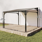 Outsunny 11 ft W x 10 ft L Outdoor Pergola - Wall Mounted Hardtop Lean-to Gazebo-0.28" (7 mm) PC roof blocks UV rays for safer outdoor use
