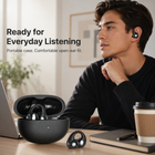 Rwan Clip Open-Ear Earbuds - Black-Compact charging case provides convenient storage and recharging
