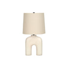 Monarch Specialties 25" H Table Lamp - Cream Resin / Beige Shade-With a distinctive arch-shaped design, this modern and stylish 25"h table lamp with a cream resin base, a tapered drum beige linen shade and finished with a black finial, adds big impact in a room