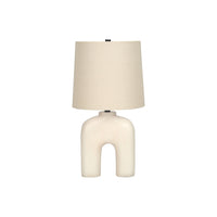 Monarch Specialties 25" H Table Lamp - Cream Resin / Beige Shade-With a distinctive arch-shaped design, this modern and stylish 25"h table lamp with a cream resin base, a tapered drum beige linen shade and finished with a black finial, adds big impact in a room