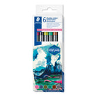 Staedtler 3001 C6-3 Double-Ended Watercolour Brush Pens - South Amercia - 6 Pack-One pen – two tips, flexible brush and thin tip