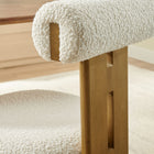 Modway Torian Boucle Fabric Dining Chair - French Oak Ivory - Set of 2-Rolled Backrest Pillow for Support