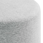 Modway Callum Large 23" Round Woven Heathered Fabric Upholstered Ottoman - Heathered Weave/Light Grey-7