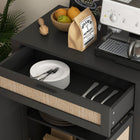 HOMCOM 28" L Sideboard Buffet Cabinet with Storage - Black-Melamine-coated surface resists scratches and stains