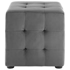 Modway Contour Tufted Cube Performance Velvet Ottoman - Grey-Stain Resistant Fabric