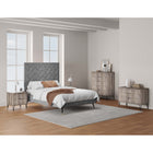 Manhattan Comfort DUMBO Modern Nightstand, Dresser Set and 5-Drawer Tall Dresser Set - Rustic Grey-Includes 9 Full Extension Drawers Designed in Vertical Textured Ribbed Lines.