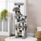 PawHut 52" Multi-Level Cat Tree Tower with Hammock, Bed and Sisal Scratching Posts - Grey-Post with sisal ropes promote your cat's natural instinct to scratch and save your furniture 