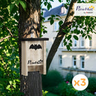 PawHut Wooden Bat Boxes Houses - 3 Pack-Grooved, narrow landing platform exclusive to bats 