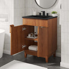 Modway Miles 24" Bathroom Vanity - Black/Walnut-Ceramic Sink Basin