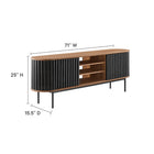 Modway Fortitude 71" TV Stand - Walnut Black-Open Back Design